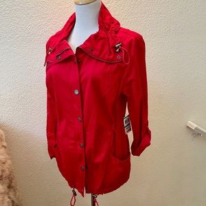 NWT Style & Co Red Lightweight Jacket with Front Zip/Snap Closure - Sz L